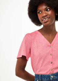 Maeve V-Neck Button Front Tee
