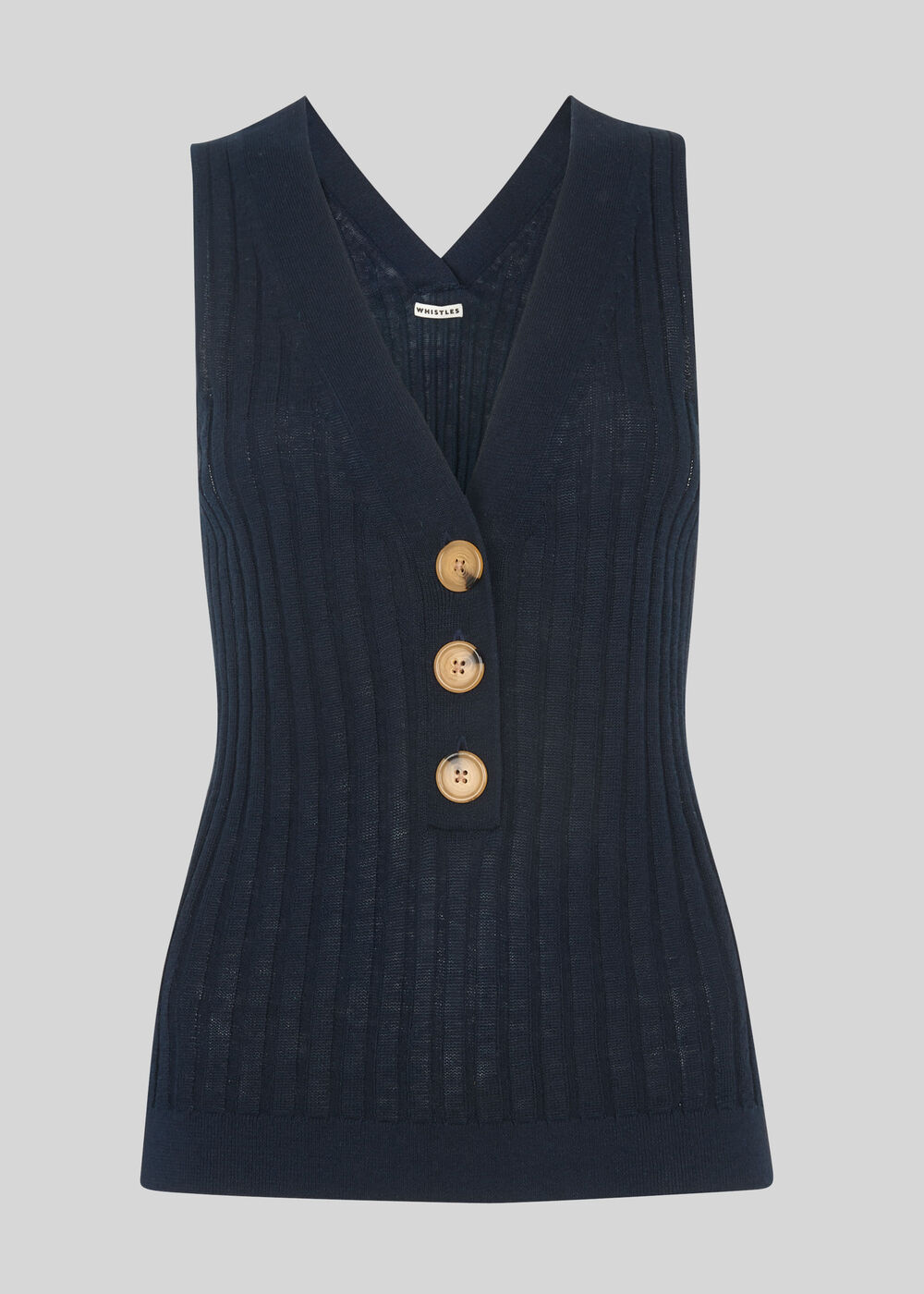 Button Detail Vest Knit Navy