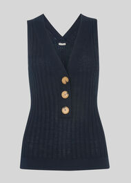 Button Detail Vest Knit Navy