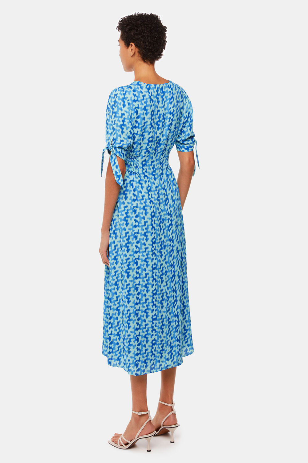 Blue Hazy Coral Midi Dress