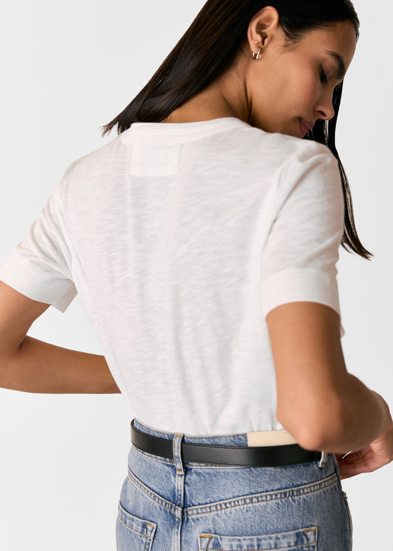 Whistles Rosa Double Trim T-Shirt Whistles Rosa Double Trim T-Shirt