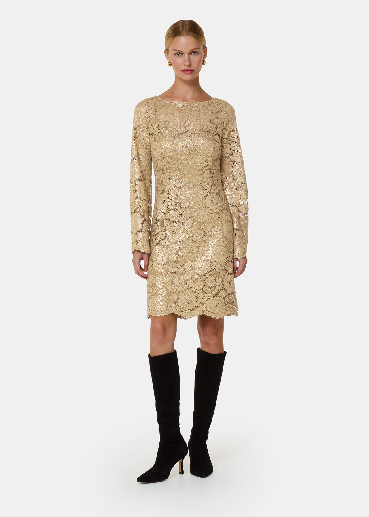 Metallic Lace Mini Dress