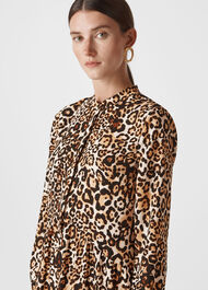 Animal Print Shirt Dress Leopard Print
