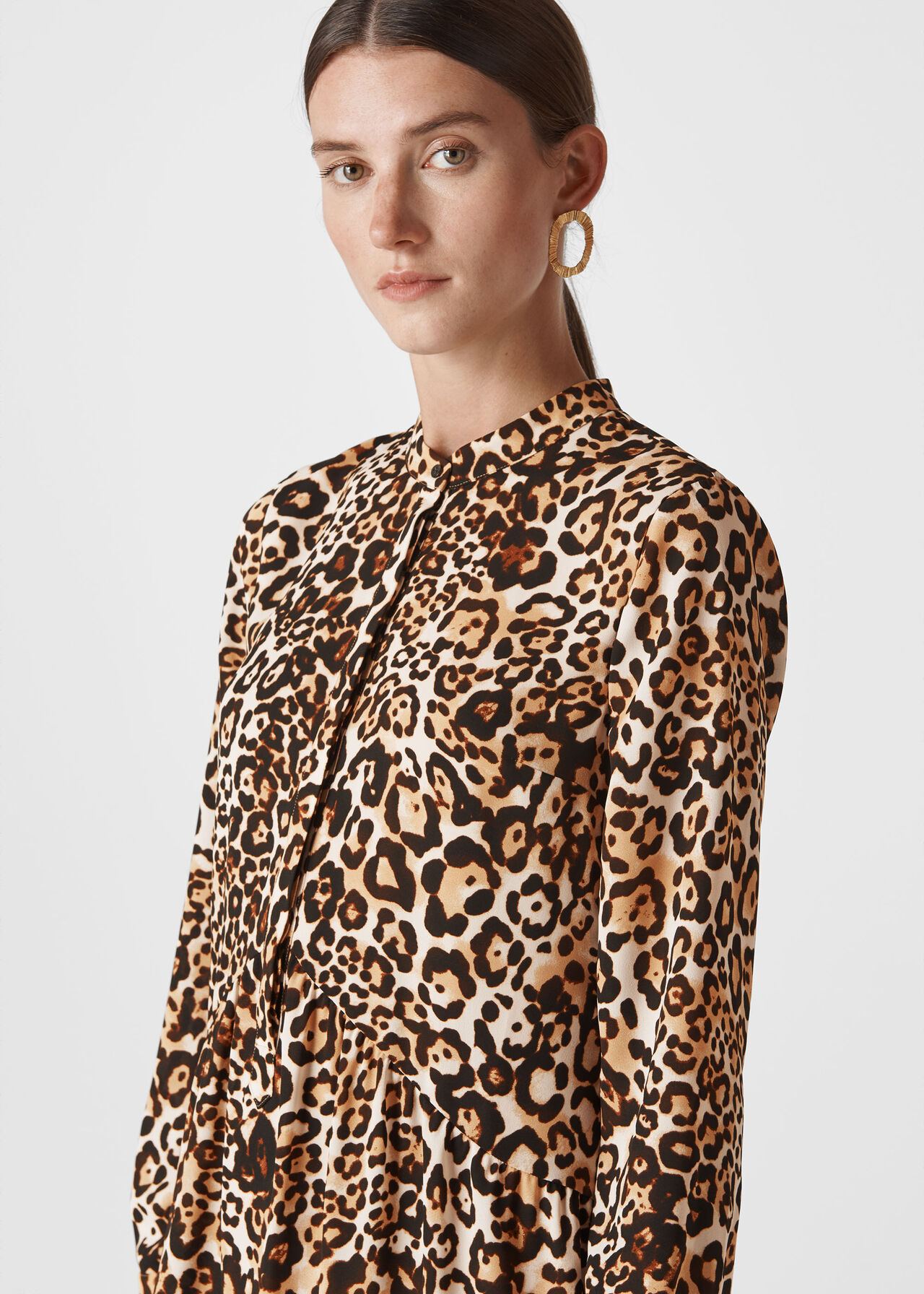 Animal Print Shirt Dress Leopard Print