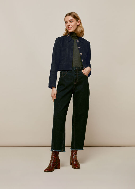 Selena Cropped Suede Jacket