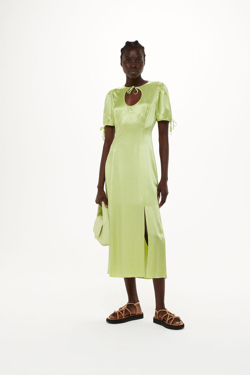 Keyhole Satin Midi Dress