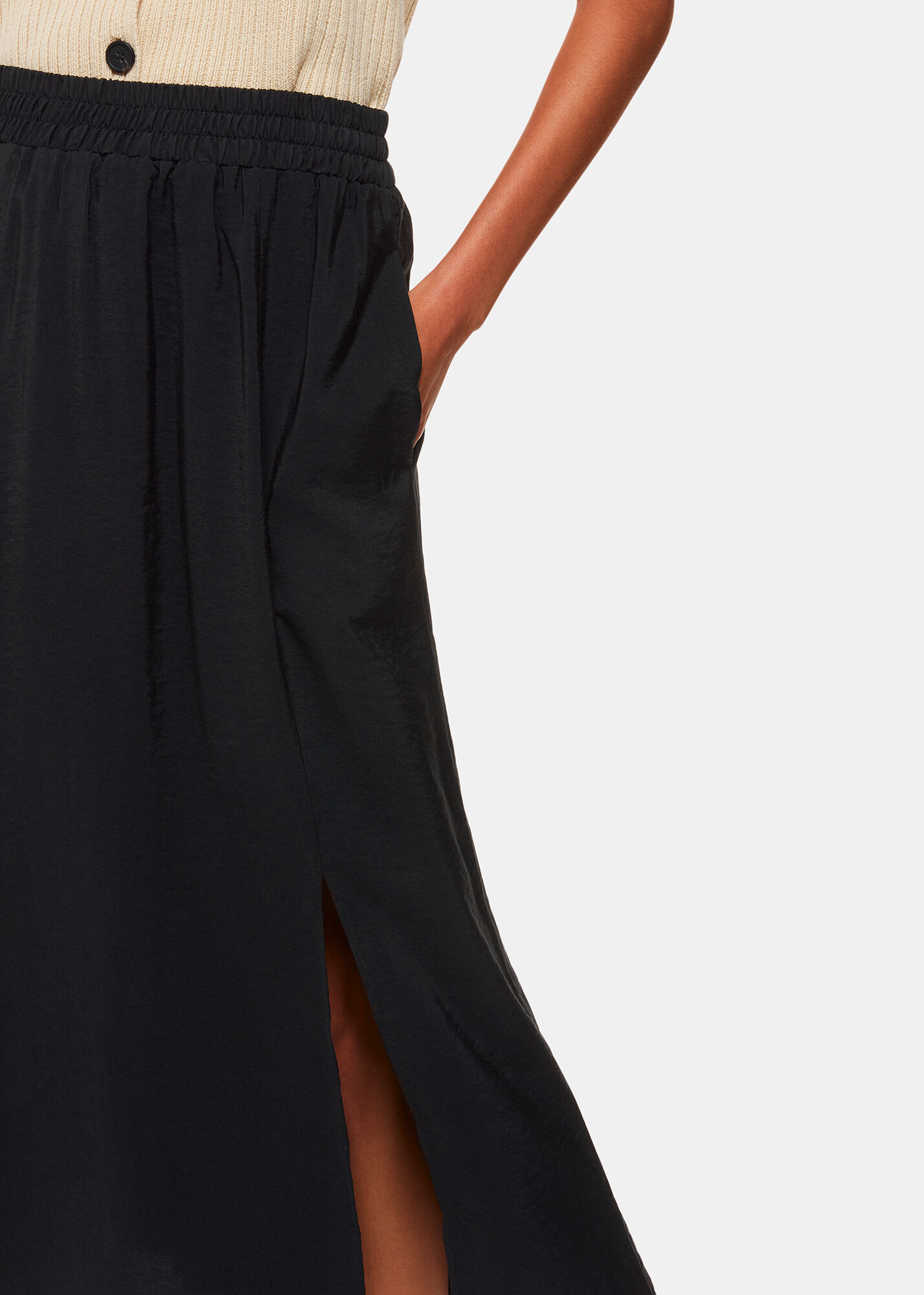 Black Eva Elasticated Waist Skirt WHISTLES Whistles UK