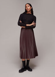 Pleat PU Leather Skirt