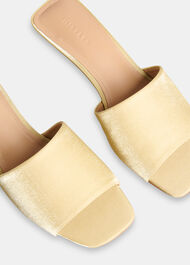 Satin Slip On Heeled Mule