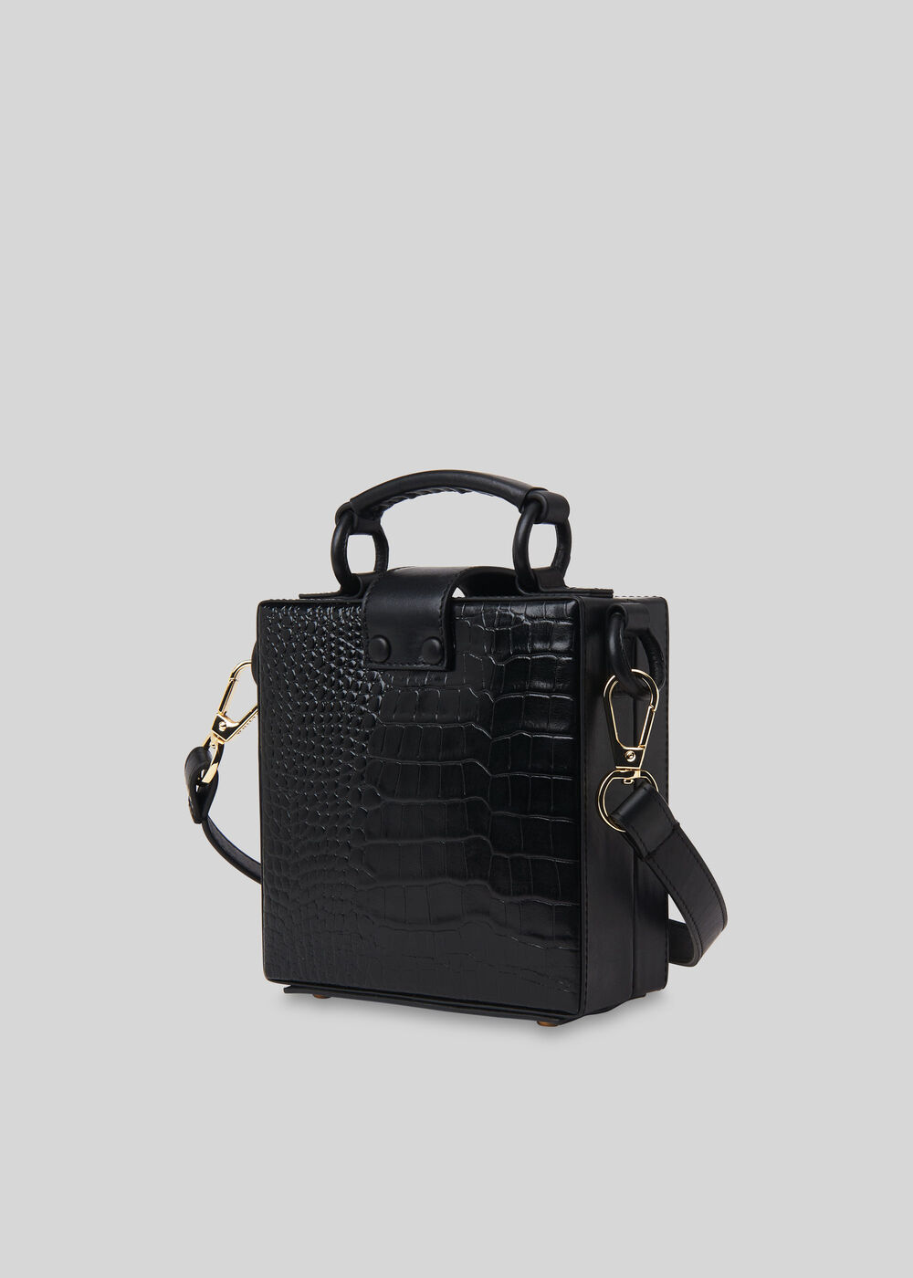 Estar Shiny Croc Box Bag Black