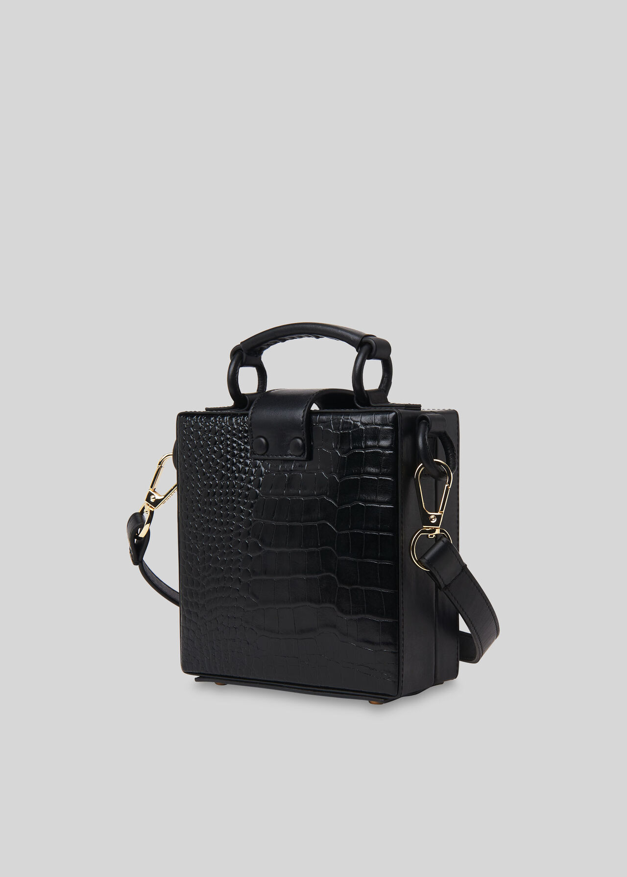 Estar Shiny Croc Box Bag Black