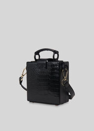 Estar Shiny Croc Box Bag Black