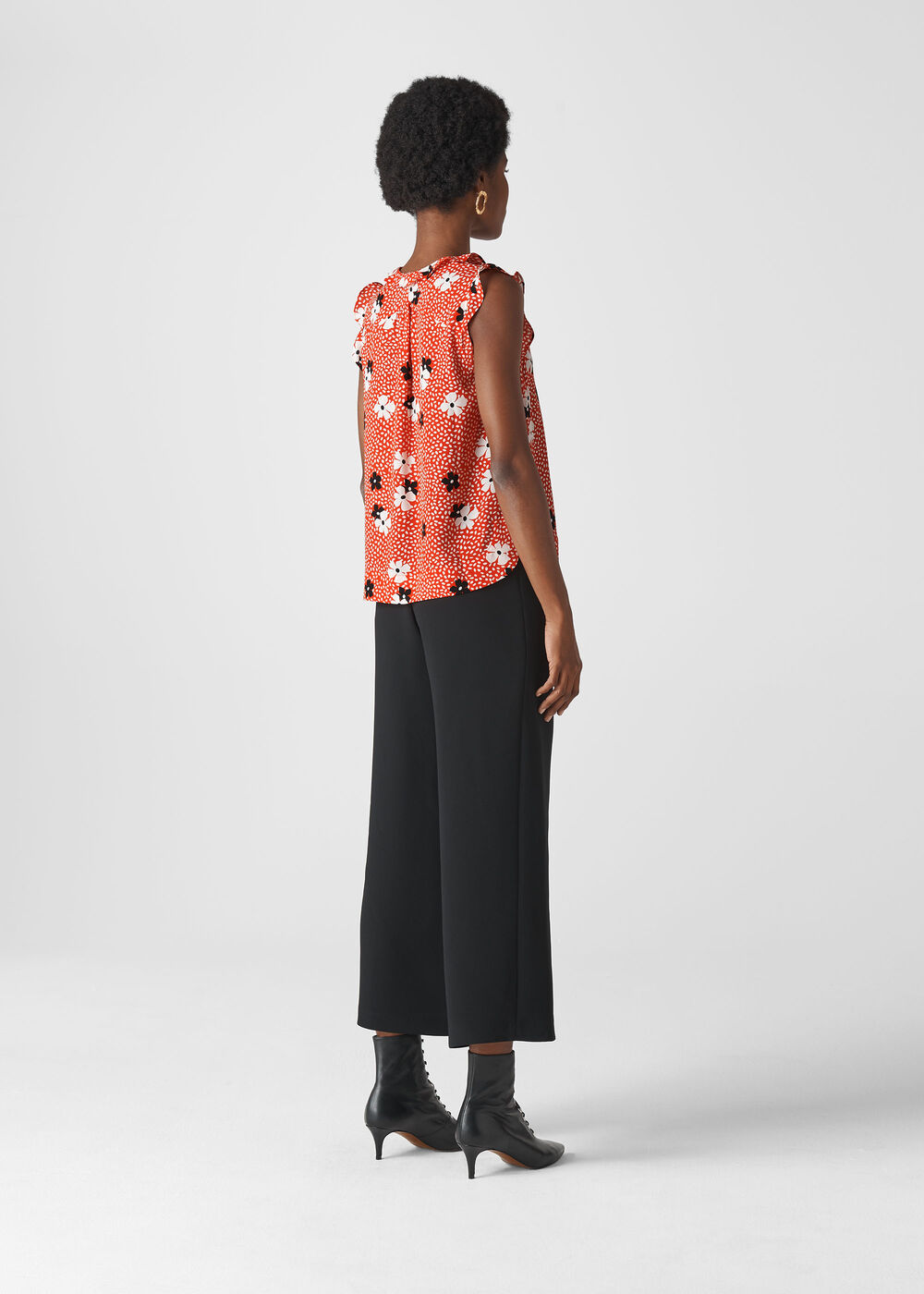 Confetti Floral Frill Top Red/Multi