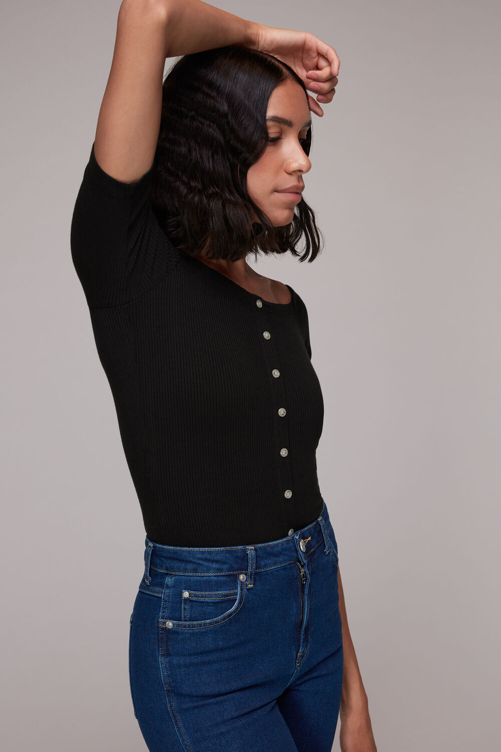 Black Rumi Ribbed Bardot