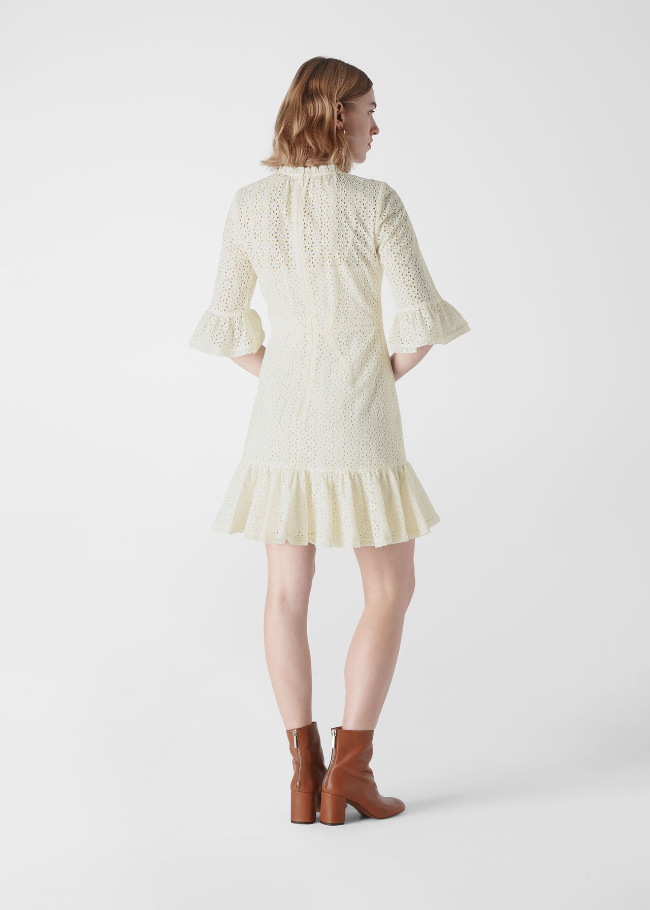 Augustina Broderie Dress Ivory/Multi