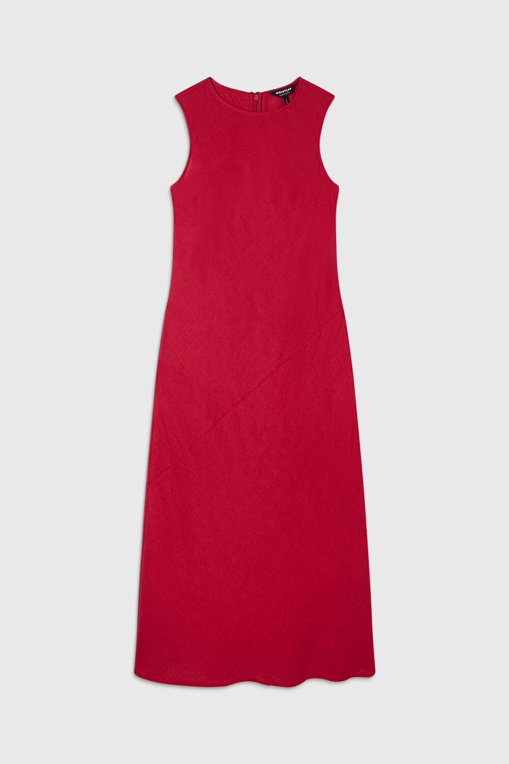 Red Bias Cut Linen Dress