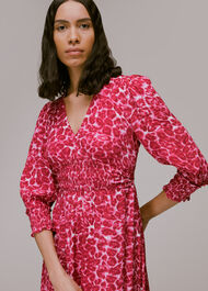 Clouded Leopard Shirred Dress