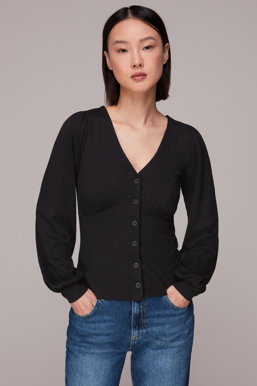 Amber V neck Button Top