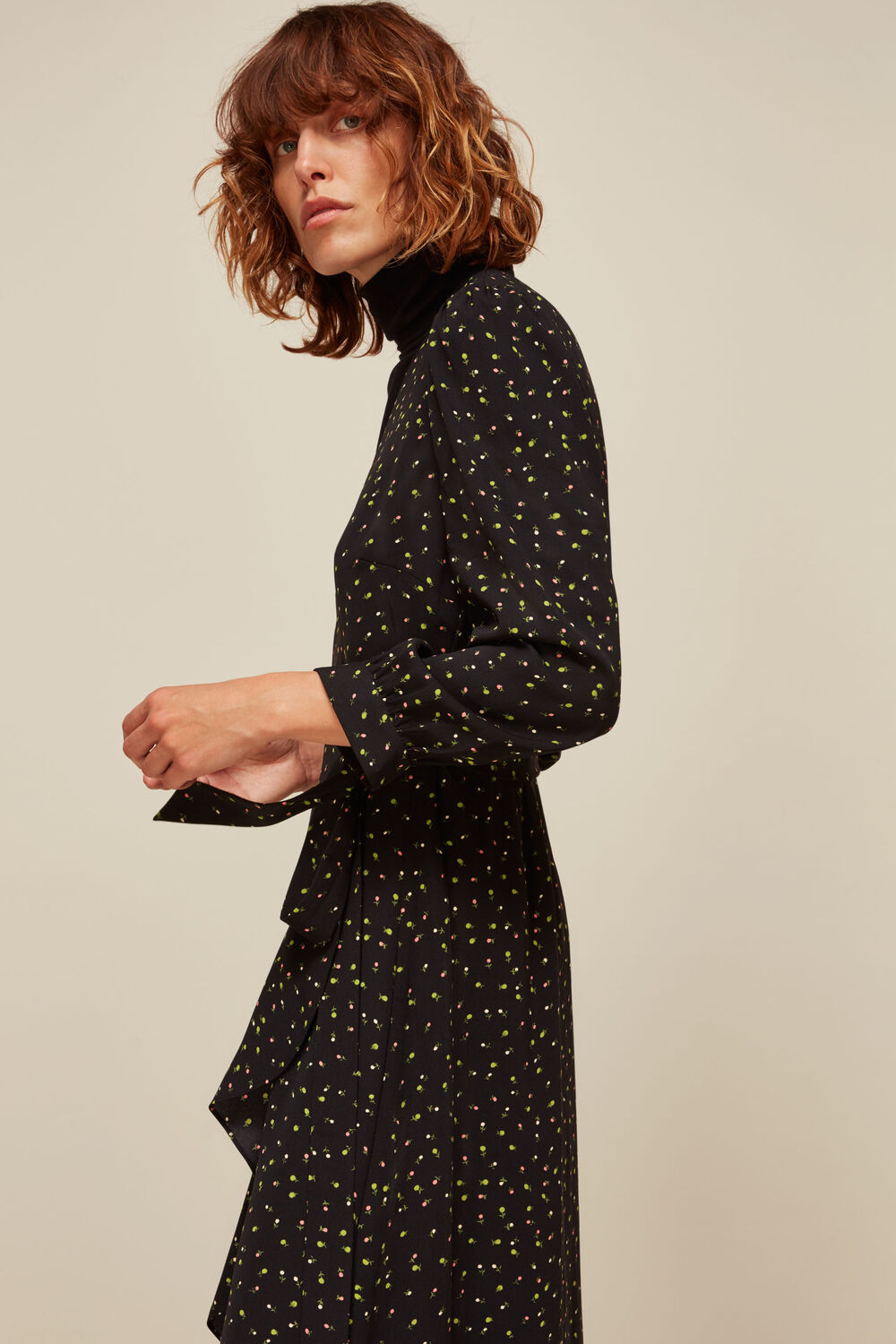 Bright Bud Print Wrap Dress