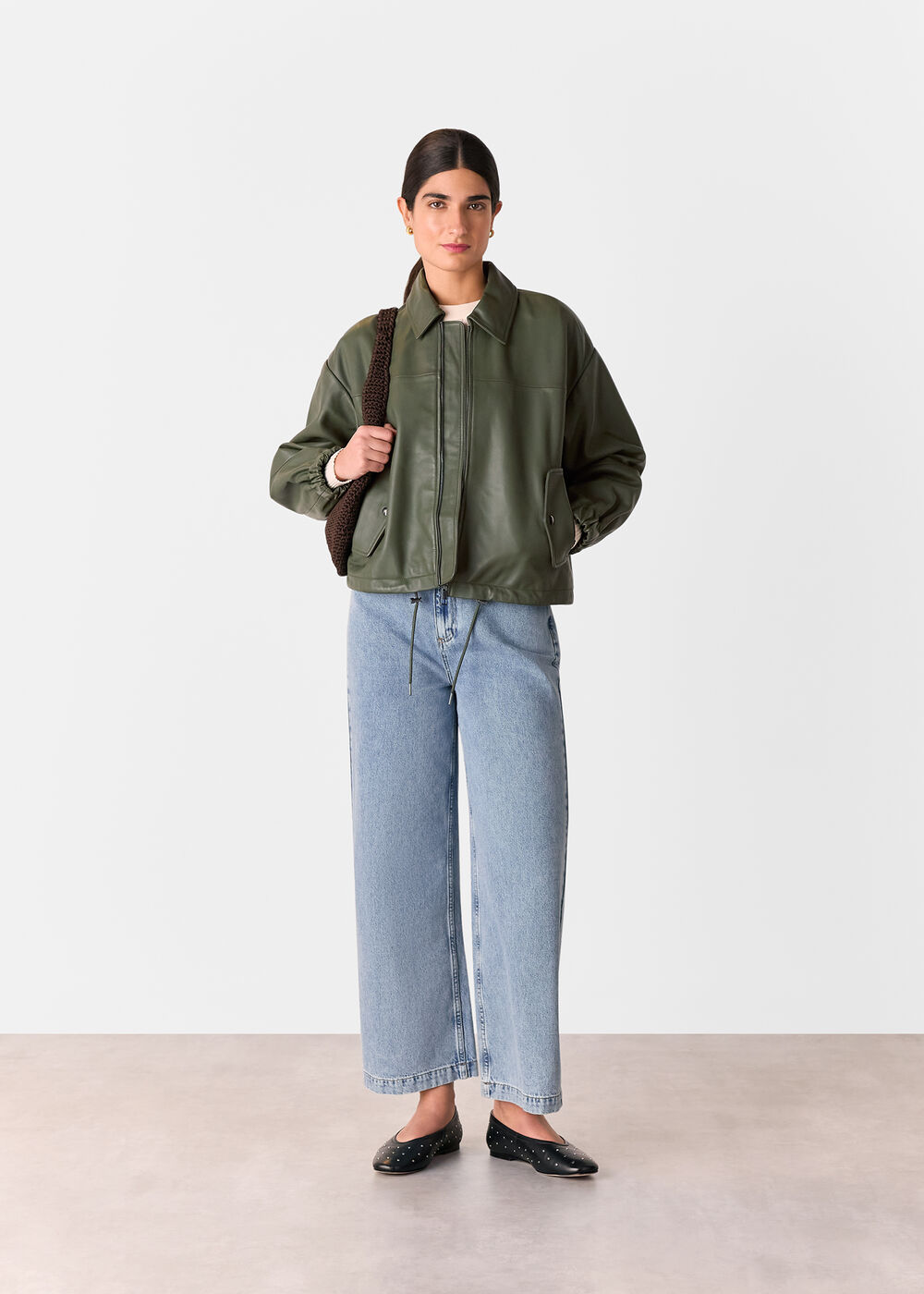 Frida Leather Bomber Jacket