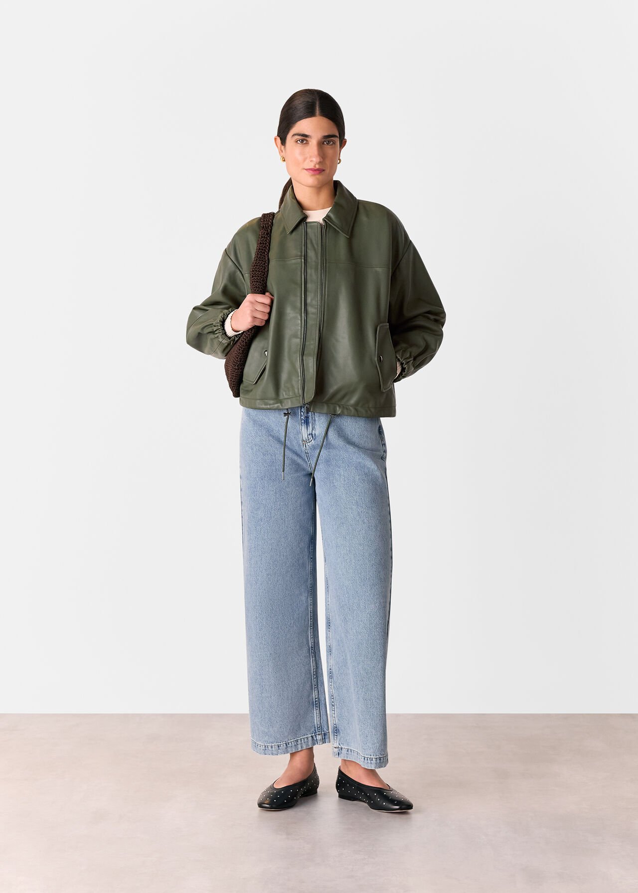 Frida Leather Bomber Jacket