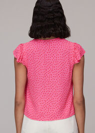 Spot Print Frill Sleeve Top