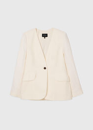 Collarless Linen Blazer