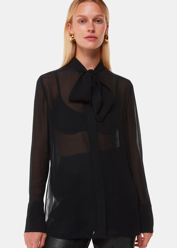 Black Amy Tie Detail Blouse