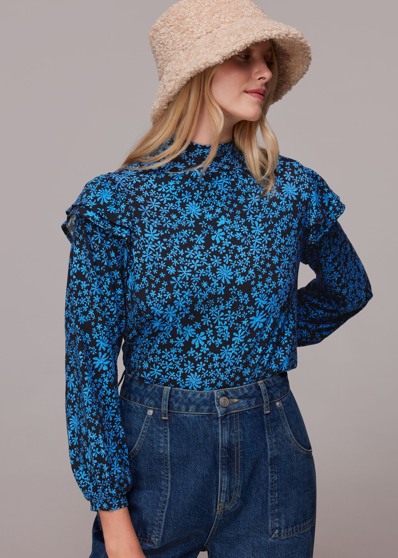 Boho Frill Shoulder Jersey Top