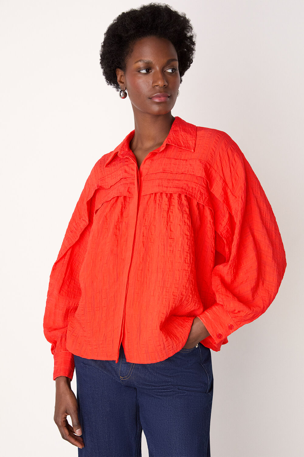 Textured Frill Detail Blouse