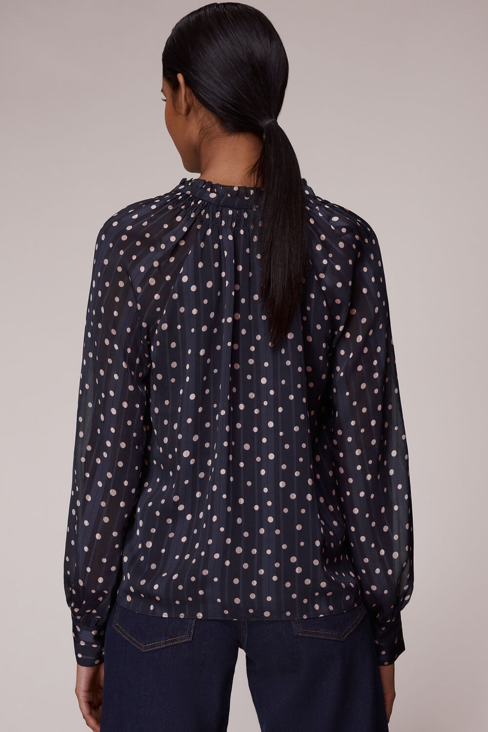 Satin Stripe Spot Blouse