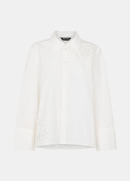 Leaf Embroidered Cotton Shirt