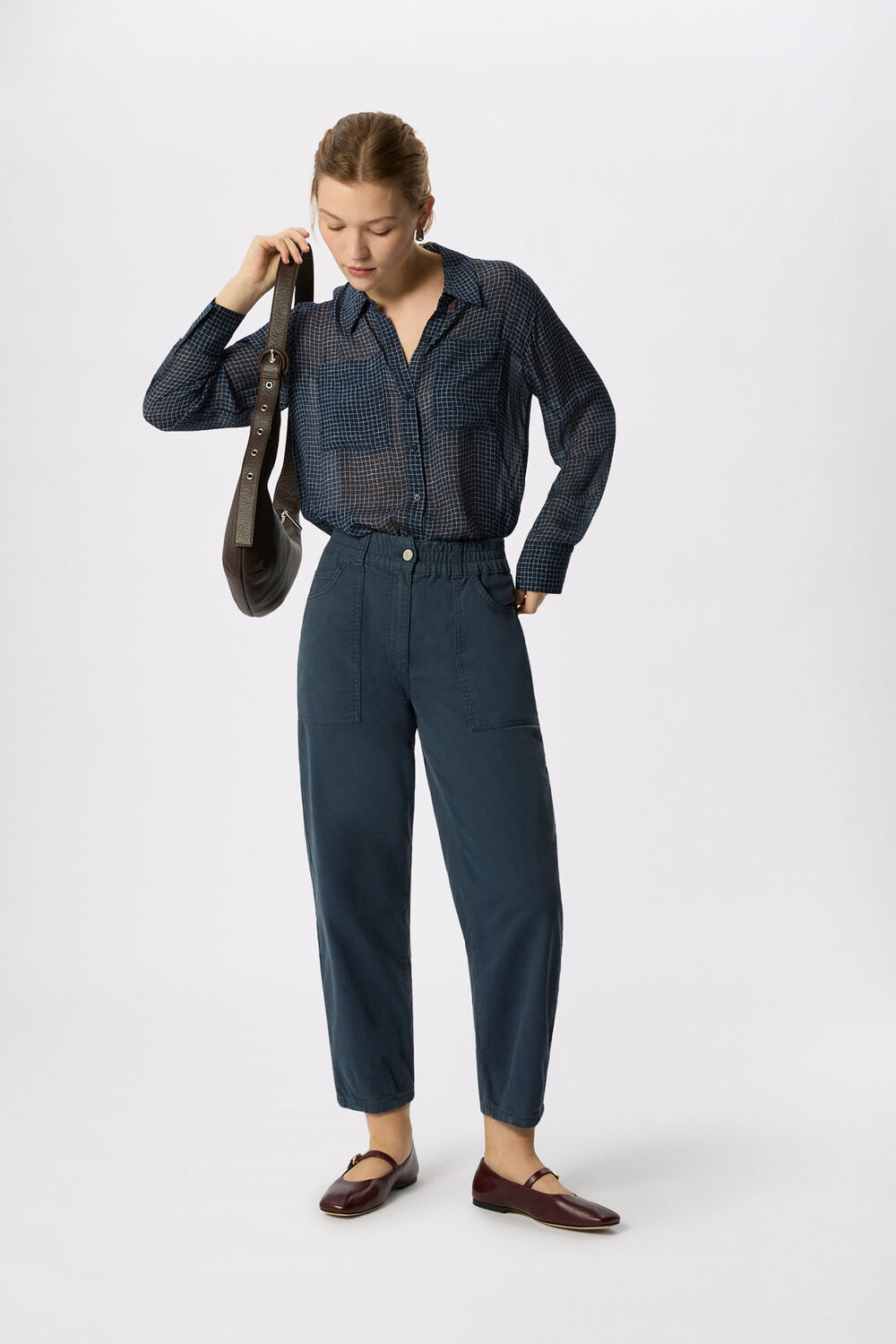 Navy Petite Tessa Casual Trouser