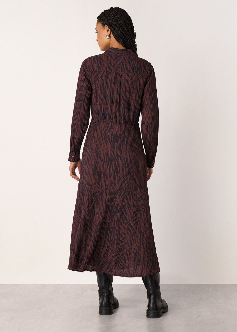 Zebra Collared Shirt Dress