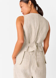 Petite Linen Stripe Waistcoat