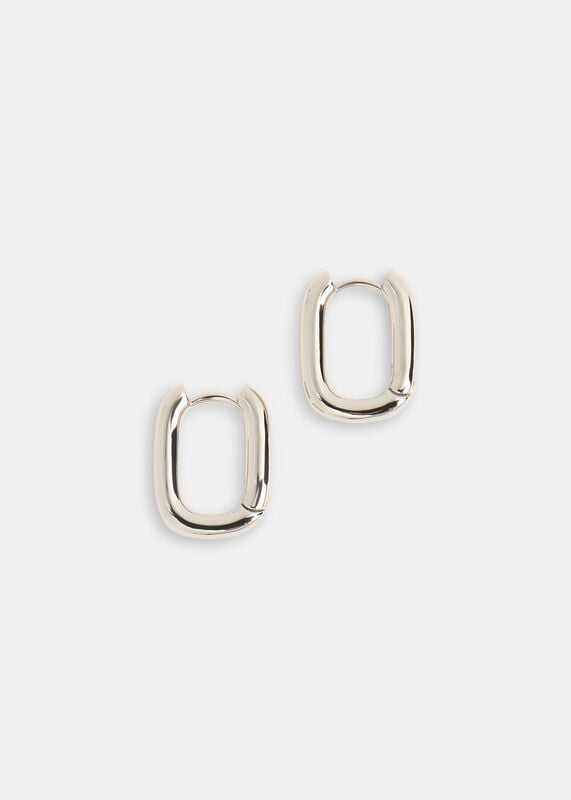 Silver Rectangular Huggie Earring