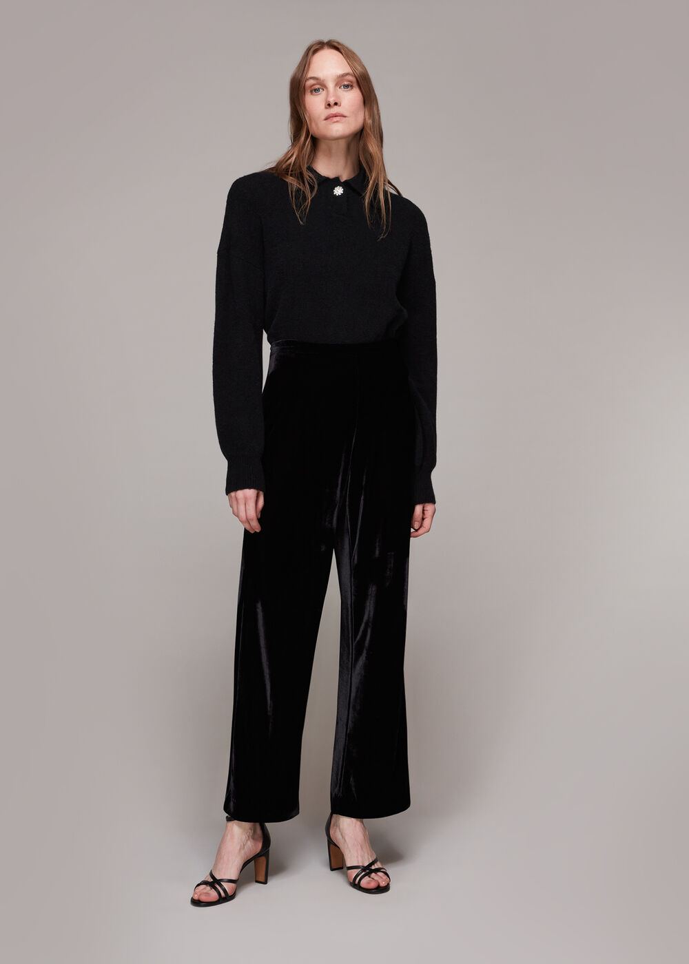 Jewel Button Collar Sweater
