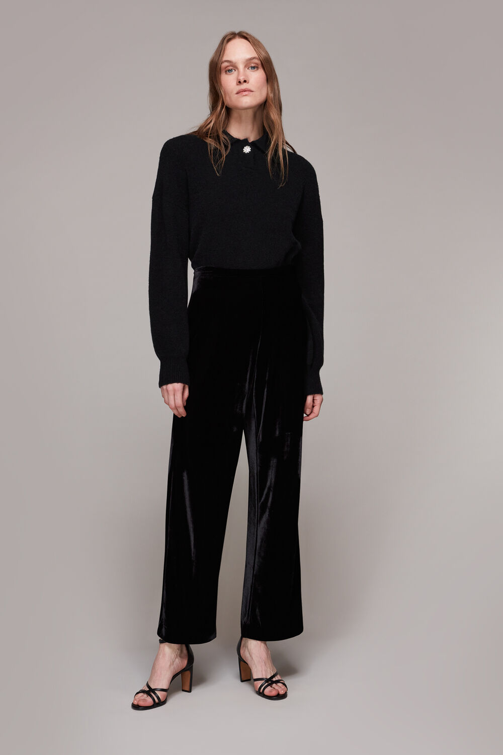 Jewel Button Collar Sweater