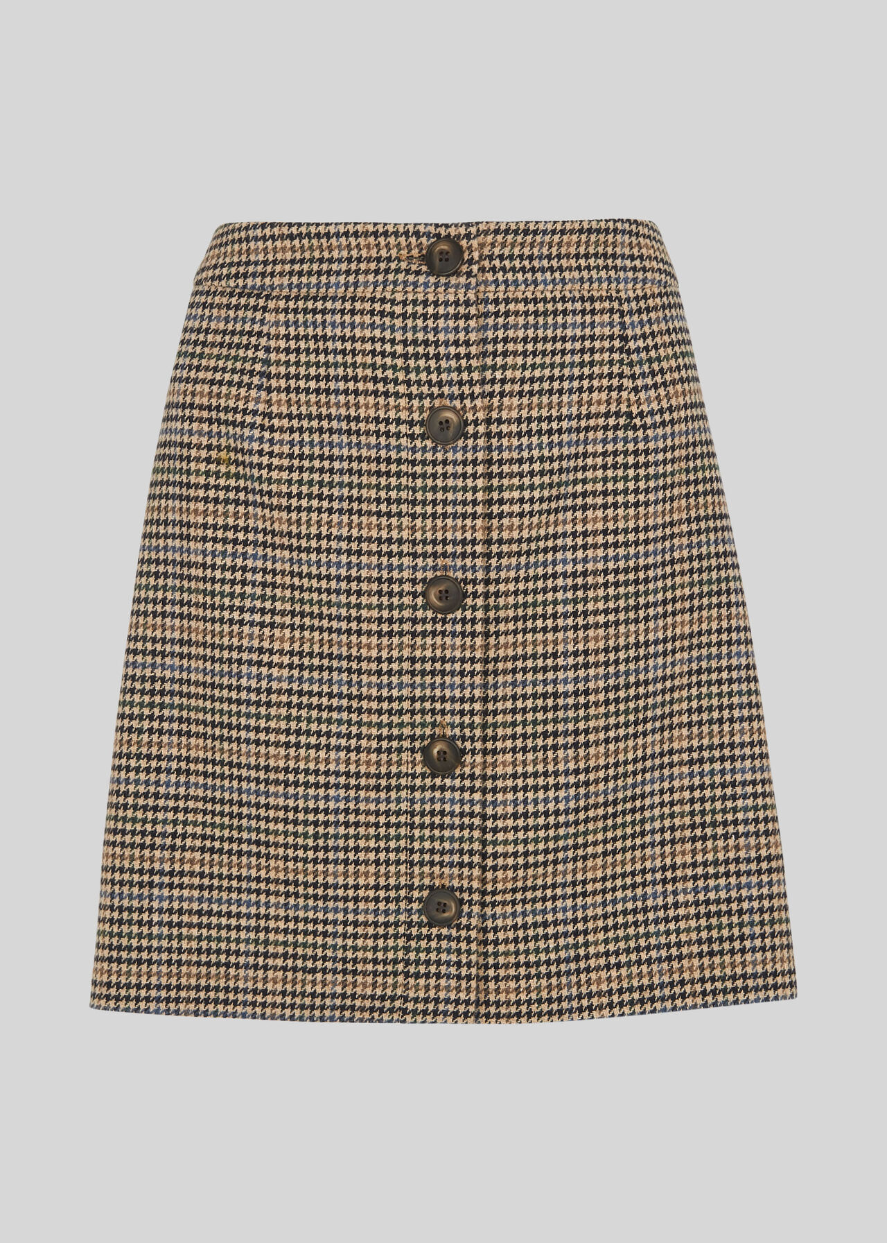 Houndstooth Button Aline Skirt Multicolour