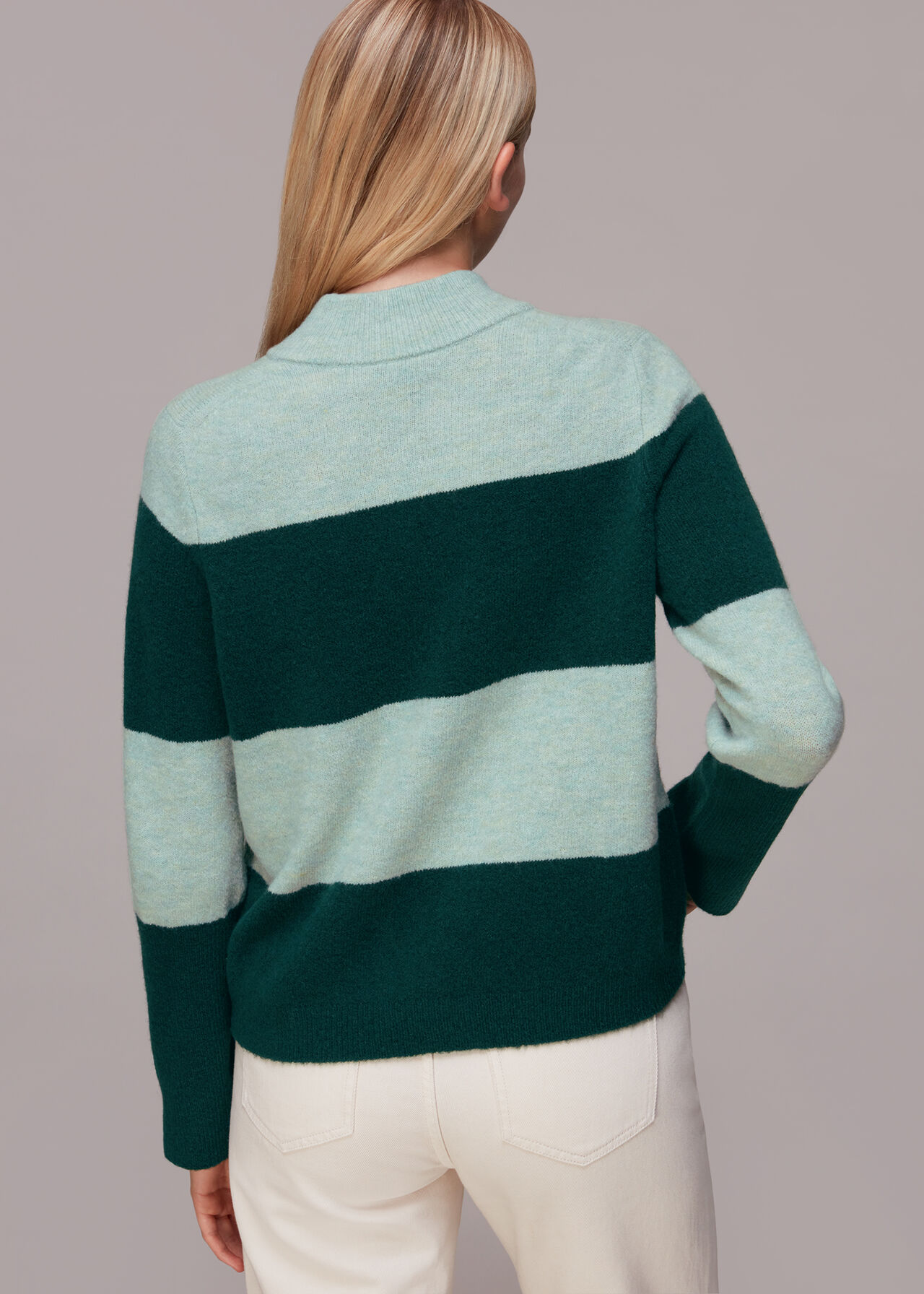 Stripe Button Neck Jumper