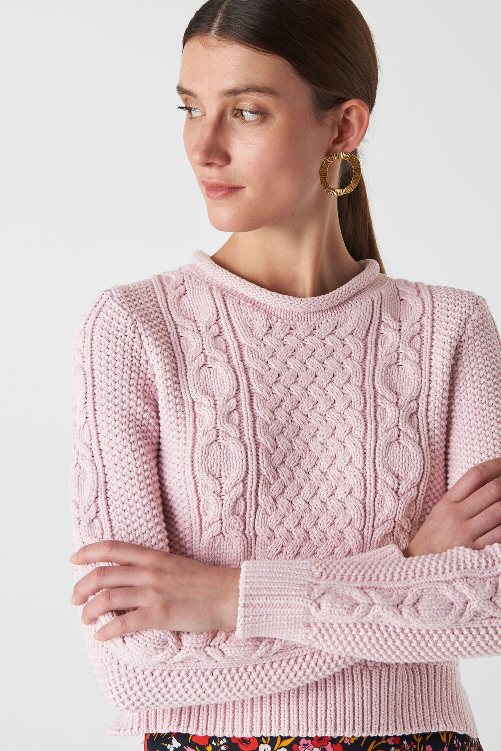 Cotton Chunky Cable Knit Lilac