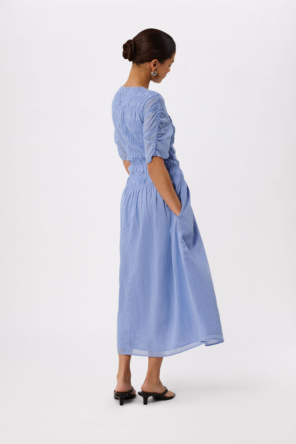 Pale Blue Petite Avery Smocked Dress