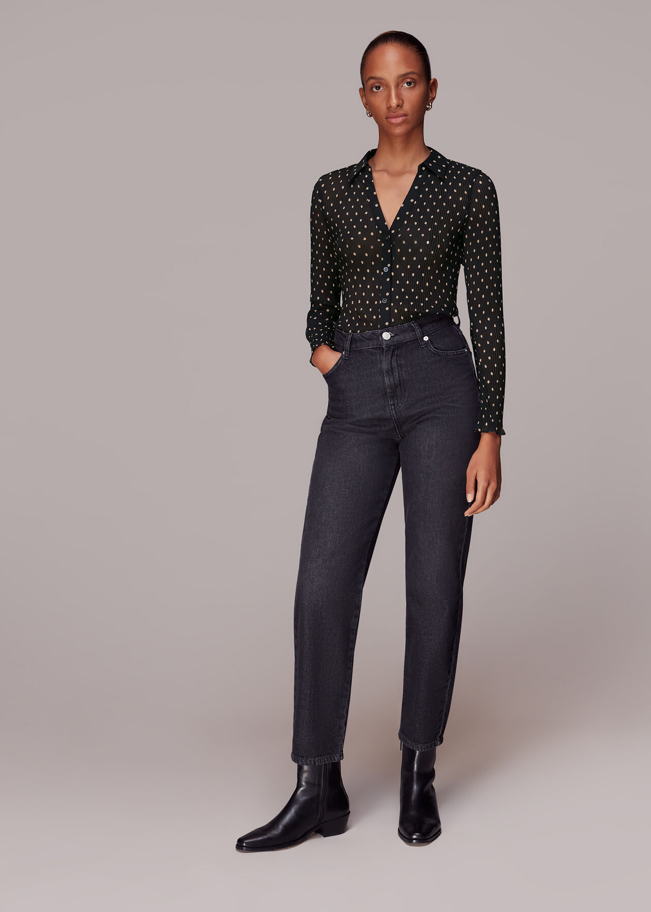 Spot Print Penny Plisse Shirt