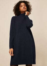 Funnel Neck Knitted Dress