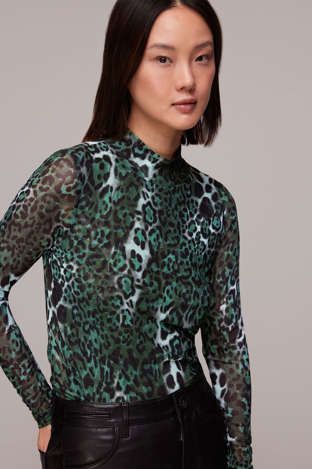 Green Night Cat Mesh Top
