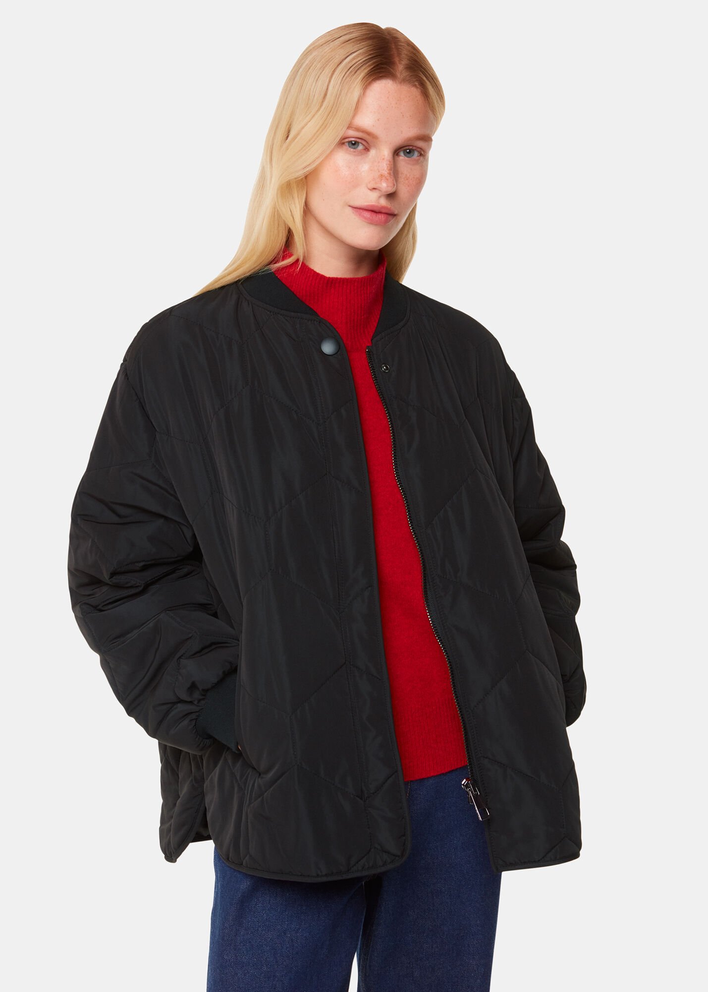 Black Ida Short Quilted Coat WHISTLES