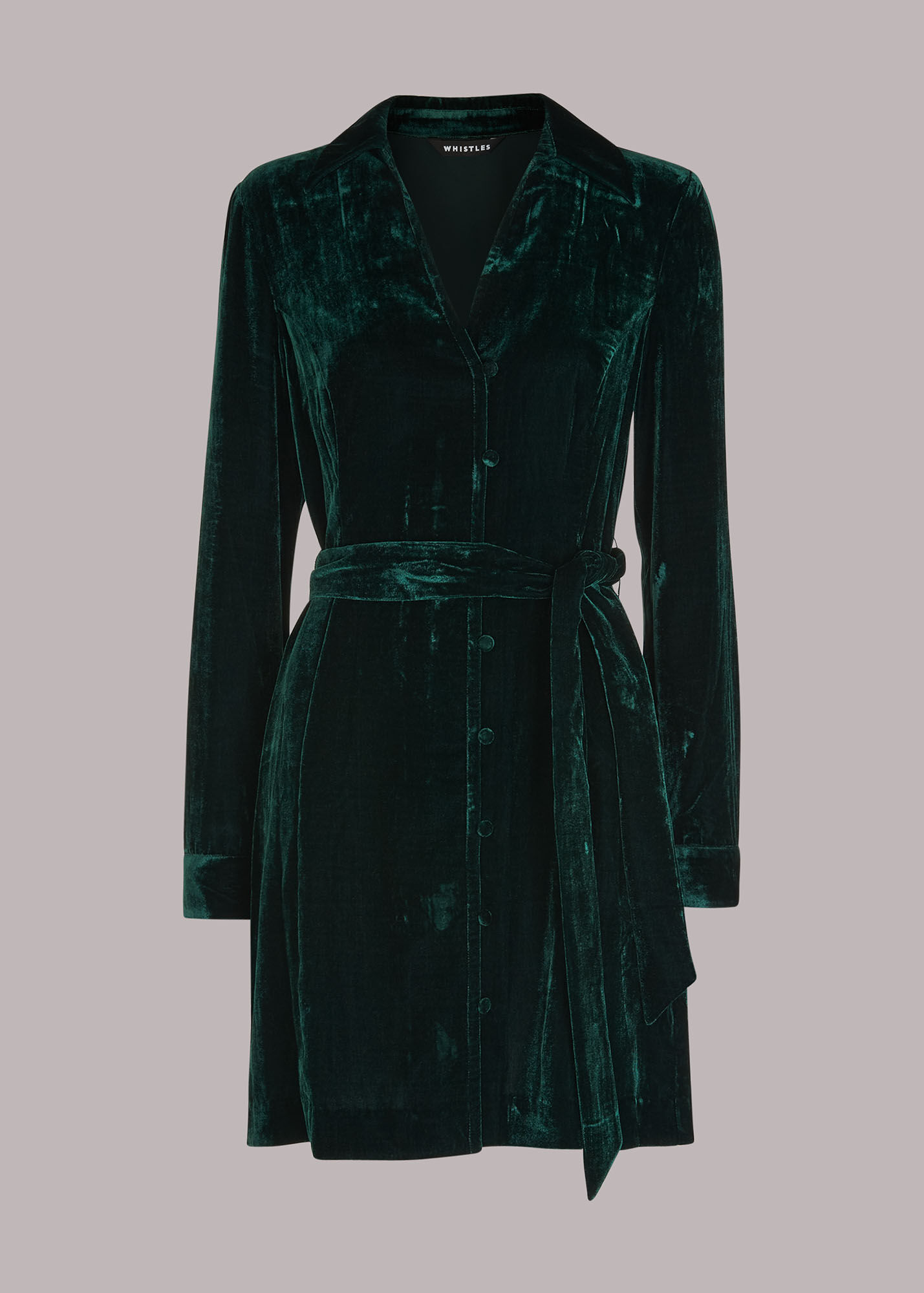 Dark Green Velvet Wrap Mini Dress WHISTLES