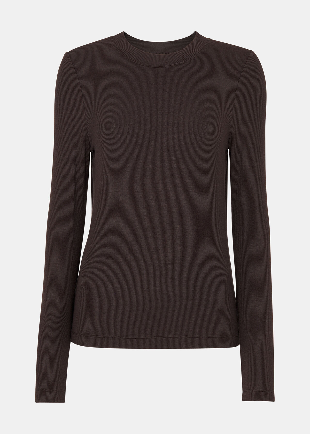 Whistles Essential Ribbed Crew Brown