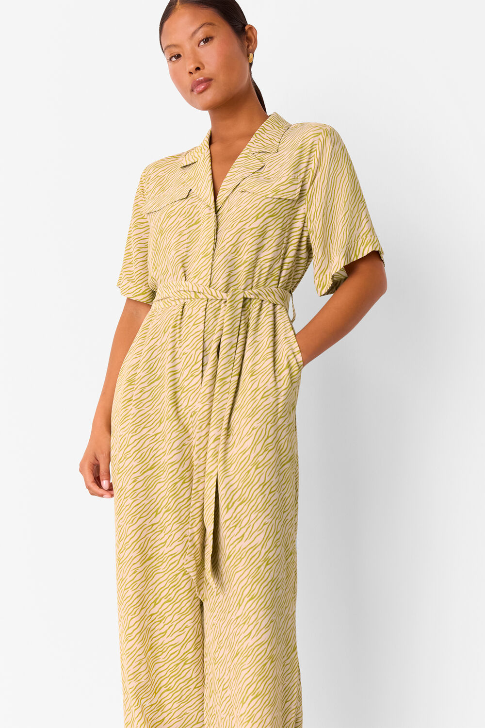 Green Petite Kelly Tiger Flame Jumpsuit