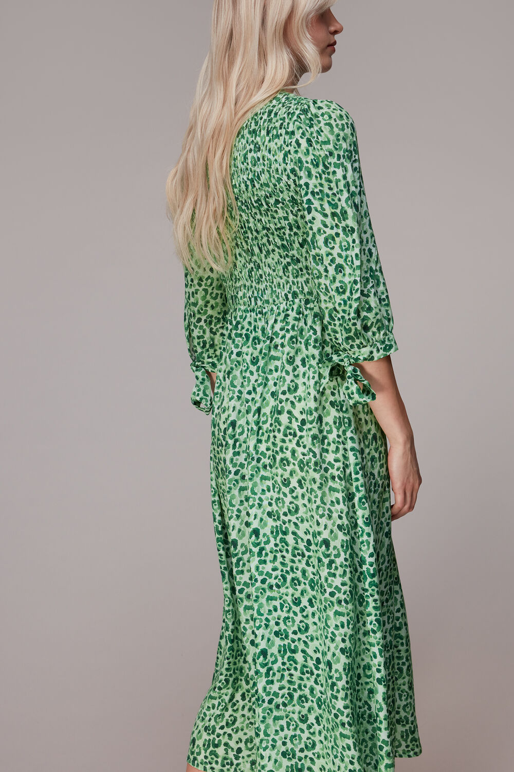 Cheetah Print Shirred Dress